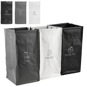 손잡이 3단 분리수거함-대형 54L 탈부착 찍찍이사무실함 재활용쓰레기통 가정용재 용재함 분리수거함 탈함