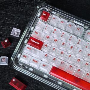 흰색 안개 러시아어 키 캡 131 체리 스크린 인쇄 PC AULA F75/F87/F99 DIY 용 투명 맞춤형 한글