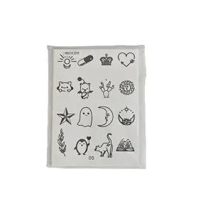 오래가는 미니 흑백 타투 스티커 6장 1세트-WFHW912