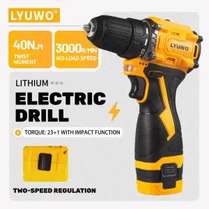 LYUWO 리튬 배터리 16.8V 충전식 브러시리스 컴팩트 전동 드라이버 핸드 드릴 임팩트 드릴 LW-9046