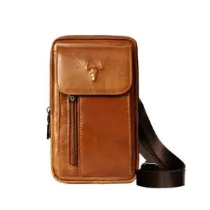 가죽 빈티지 핸드폰 미니 가방 남성 라이트브라운 가죽크로스백 가죽힙색 남자데일리