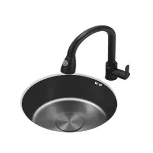 원형싱크볼 블랙 미니 교체 원형 싱크대 싱크볼 냉온수 작은 세면대 주방 세트