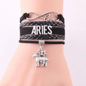 매듭 팔찌 메탈 가죽팔찌 별자리 양자리 팬던트 가죽