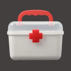 구급 투명 약통 (레드 21.5cm) JT84함 약상자 잠금함 실버용품 알루미늄 케이스 사무실함 약보관함