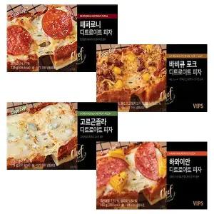 빕스 디트로이트피자 4종 (페퍼로니,고르곤졸라,바비큐포크,하와이안) 냉동 조각 사각 한입 피자