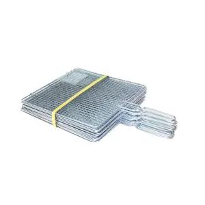 손잡이 석쇠 중 (26x26cm) 1개 스텐 그릴 사각 캠핑 불판 양면 손잡이석쇠 고기 접이식 생선