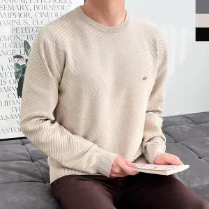 블레오 남자 오버핏 라운드넥 사선 골지 니트 DM2512161677