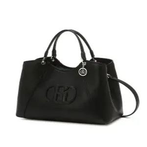 [백화점정품]  헤지스 ACC H20 시그니처 H 블랙 레더 토트겸 숄더백 M (선물포장)