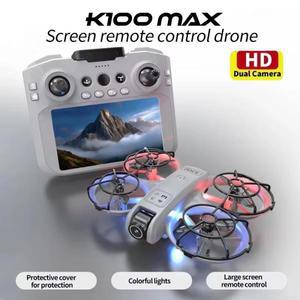 핫셀 K100 MAX 미니 드론 전문가용 4K HD 듀얼 카메라 FPV 스크린 옵티컬 플로우 장난감 쿼드콥터 브러시리