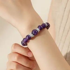 우아한 화려한 퍼플 앰플렉스 자수정 10MM 포인트 팔찌 주얼리브랜드 여자써지컬팔찌
