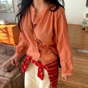 [모코블링] 노카라 체크 블라우스 #노카라블라우스 #긴팔블라우스 #체크블라우스 #오버핏블라우스