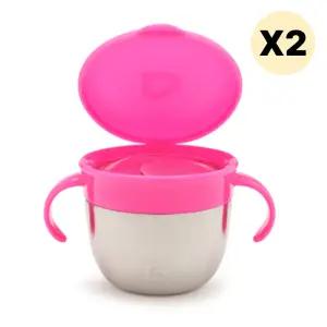 스엔코샵 유아 손잡이 물컵 텀블러 스낵컵 핑크 X 2p BNS