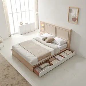 (수도권무료) 보루네오 웨인스코팅 호텔식 서랍침대SS+LED협탁1개(매트제외) BJ5382