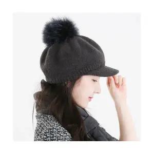 폼타조 니트 캡모자 방한 겨울 여성 털방울 모자