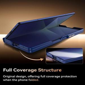 삼성 갤럭시 Z 폴드 5/6/7용 프리미엄 박스형 풀 커버 케이스, T2 회전식 스탠드 포함, 충격 방지 보호 쉘