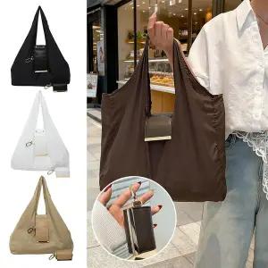 미니 키체인 토트백 키링 포함 확장형 슈퍼마켓 가방 재사용 가능한 접이식 핸드백 여행용