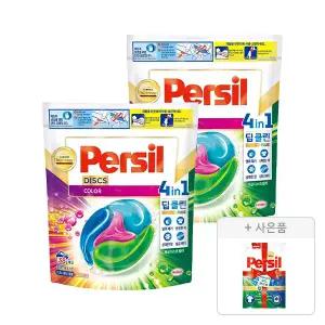 퍼실 디스크 4in1 딥클린 캡슐세제 컬러 38개입, 2개 + 증정(파워젤 듀얼 300ml, 1개)