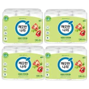 깨끗한나라 데일리키친타올130매x6롤x4팩/ 그린패키지 녹색인증