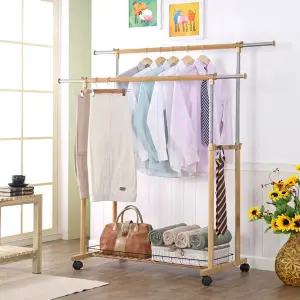 [가화홈시스][가화행거]우드폭조절수납바구니2단이동식행거(WMH2001)