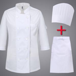 조리복+앞치마+조리모 3종세트 쉐프복 위생복 쉐프웨어 식품위생복 주방유니폼 제과제빵