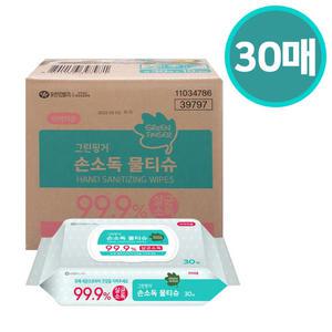 그린핑거 손소독 물티슈 캡 30매x10팩 /손소독티슈/항균물티슈