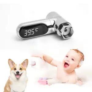 이산지 2세대 샤워기 온도계 LED 자가발전 아기 반려동물 샤워온도계 수온계