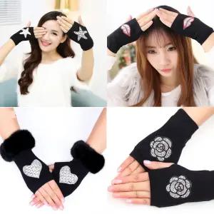 큐빅 장갑 여성 겨울 봄 여름 반장갑 자전거 터치 손가락 암워머 핸드워머