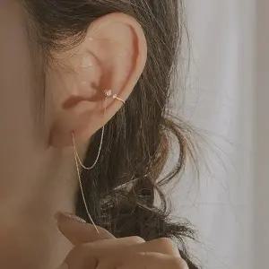 [더블유비엘][화사착용] wbL 14k 리지 투핀 이어커프 귀걸이 W