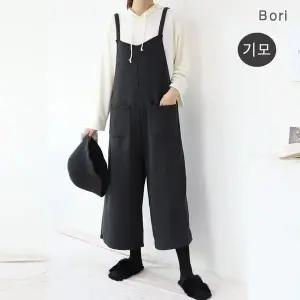 [보리보리/보리맘]겨울 밍크 털 점프수트 멜빵바지 융 기모 바지 임부복