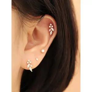 [미니멀피어싱]14K 블링 커브 리프 피어싱 귀걸이