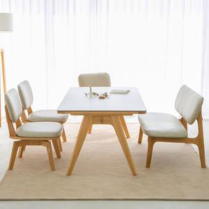 [헤닝] 마이홈3 회전의자 4인 원목 세라믹 식탁세트 1600 벤치형