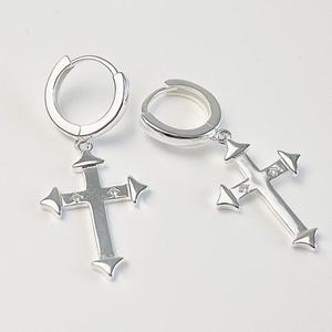 [스마트보이]P1236w 실버S925 포인트 큐빅 십자가 드롭 링 귀걸이 - 은 남자 여자 은귀걸이