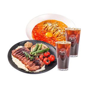 채끝스테이크+스파이시쉬림프파스타+아메리카노 2잔