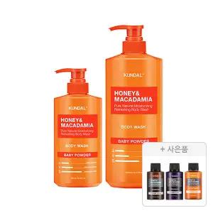 쿤달 네이처 바디워시 베이비파우더 1058ml, 1개+500ml, 1개+증정(샴푸 일랑일랑 100ml+트리트먼트 일랑일랑 100ml+바디워시 일랑일랑 100ml 각 1개 (총 3개))