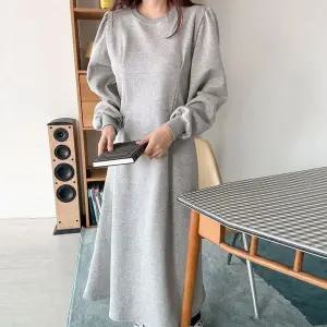 [보리보리/보리맘]기모 다트 A라인 빅사이즈 겨울 롱 원피스
