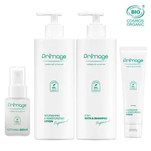 쁘리마쥬 유기농 필수4종세트(바스앤샴푸 400ml + 로션 400ml + 세럼 30ml + 고보습크림 100ml)