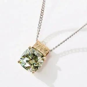 [도로시] 18k 우디 쿠션컷 모이사나이트 목걸이