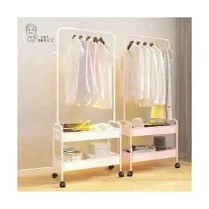 홈예스 모던 스틸 행거 트롤리 이동식 옷걸이 철제 선반 2단