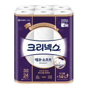 크리넥스 3겹 화장지 데코소프트 28m x24롤