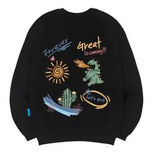 엘라모 기모M 렛츠고다이노 맨투맨 남녀공용 빅사이즈 S~4XL