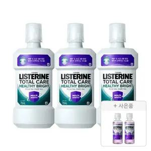 리스테린 헬씨 브라이트 750ml, 3개 + 증정(토탈케어 마일드 100ml, 2개)
