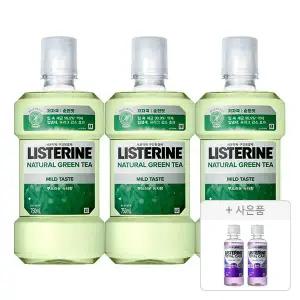 리스테린 그린티 마일드, 750ml, 3개 + 증정(토탈케어 마일드 100ml, 2개)