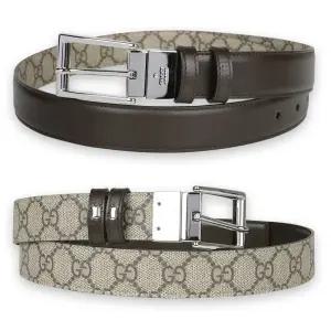 디몬트 구찌 남성 렉탱귤러 리버시블 벨트(베이지/브라운) 771105 BTTAN 2158