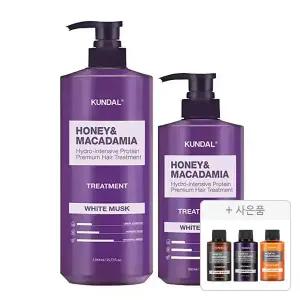 쿤달 네이처 트리트먼트 화이트머스크 1058ml, 1개+500ml, 1개+증정(샴푸 일랑일랑 100ml+트리트먼트 일랑일랑 100ml+바디워시 일랑일랑 100ml 각 1개 (총 3개))