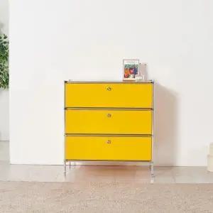 더원 모듈 3단 서랍장 - 옐로우 인테리어 포인트 다용도 수납장