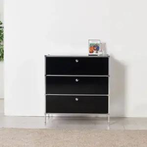 더원 모듈 3단 서랍장 - 블랙 인테리어 포인트 다용도 수납장