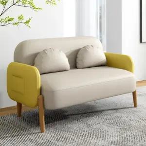 거실 2인용 이이보리+옐로우 패브릭 소파 108cm (WFHJKMF)