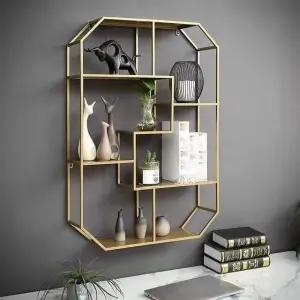 골드 세로 스틸 선반 인테리어 벽 (WFHJLQD)