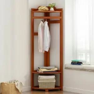 옷걸이 코너 레드브라운 선반 공간활용 (WFHJLSY)