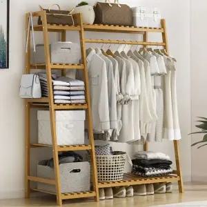 원목 선반행거 옷걸이 대나무 110cm 스탠드 A (WFHJJPE)